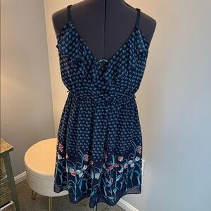 LC Lauren Conrad Navy Floral Midi Dress